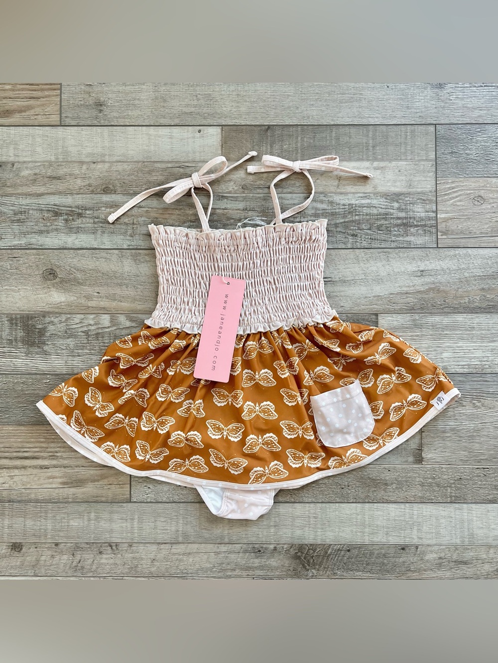 NWT Jane + Jo Girls Butterscotch Butterflies One Piece Size 6